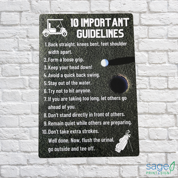 Funny 'Golf Guidelines' Metal Sign