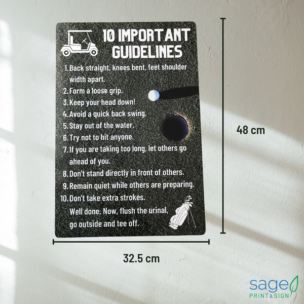 Funny 'Golf Guidelines' Metal Sign