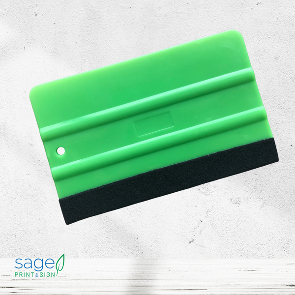 Green Squeegee Scraper Tool with Soft Felt Edge - for Cars, Vehicles, Windows, Vinyl, Film, Stickers, and more