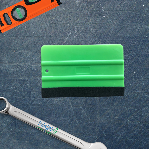 Green Squeegee Scraper Tool with Soft Felt Edge - for Cars, Vehicles, Windows, Vinyl, Film, Stickers, and more