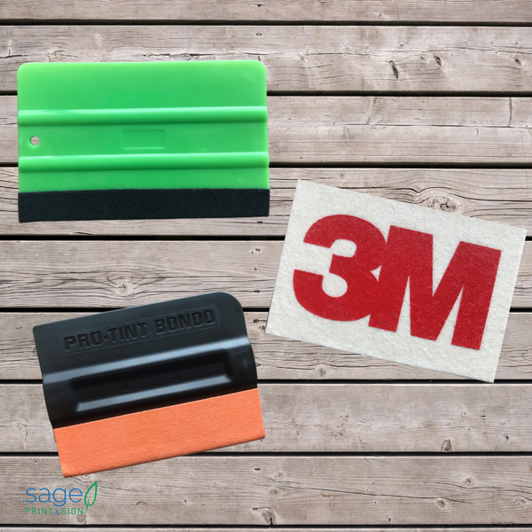 Green Squeegee Scraper Tool with Soft Felt Edge - for Cars, Vehicles, Windows, Vinyl, Film, Stickers, and more