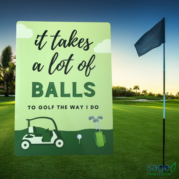 Funny 'It Takes Balls' Metal Golf Sign