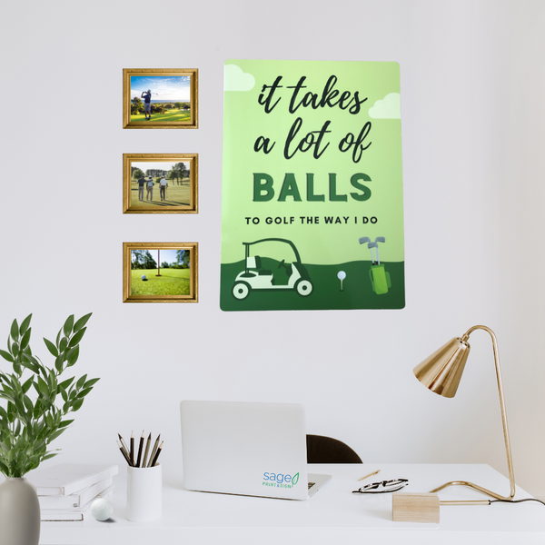 Funny 'It Takes Balls' Metal Golf Sign