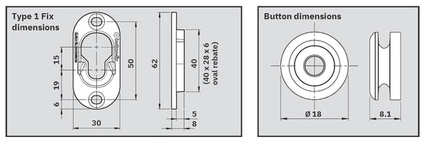 Button Fix - Metal Fix with Wood & Euro Screws