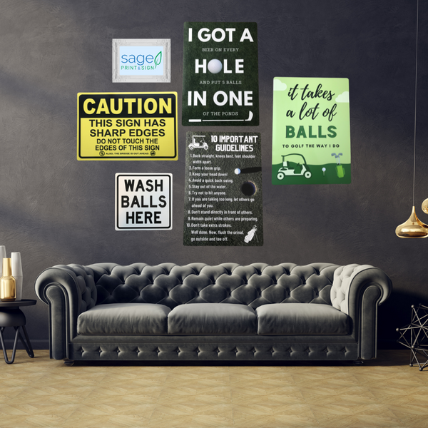 Funny 'It Takes Balls' Metal Golf Sign